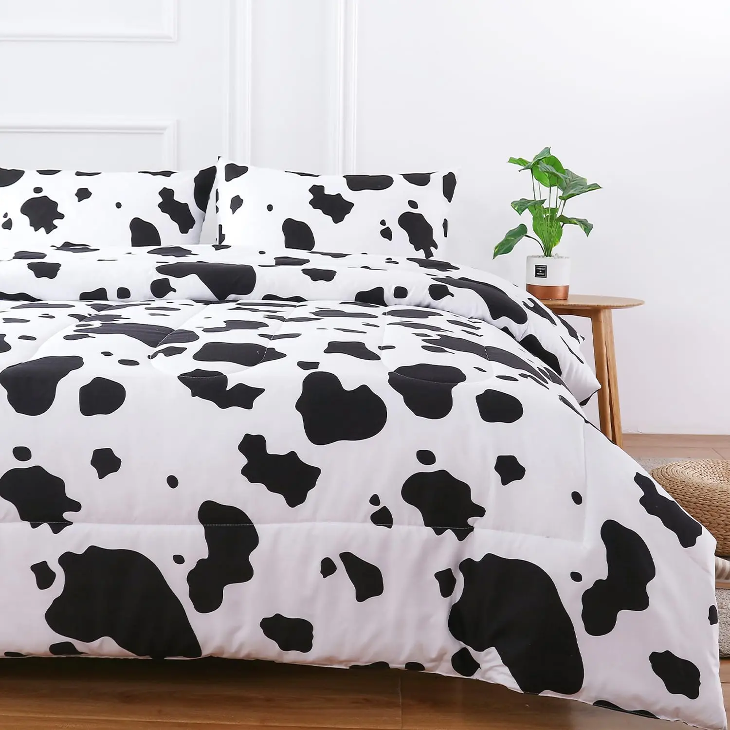 Boys Comforter Set Full Size, 3- Black White Geometric  Girls Bedding Set, Reversible  Teen Boy Bed Sets with Pillowcases (Full, )