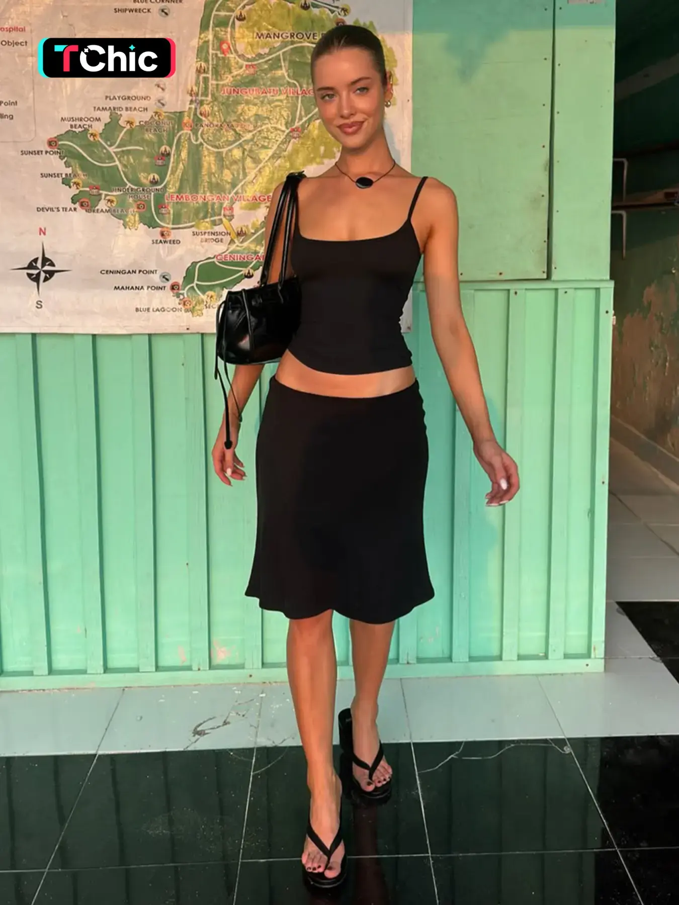 Women's Two-piece Minimalist Basic Solid Color Sleeveless, Spaghetti Strap Cami Top & Bodycon Midi Skirt Set, Backless Adjustable Strap Camisole Tops Skirts Outfit, Party Club Date Holiday Outfits, Ladies All Seasons Daily Casual Suits Sets Summer Clothes