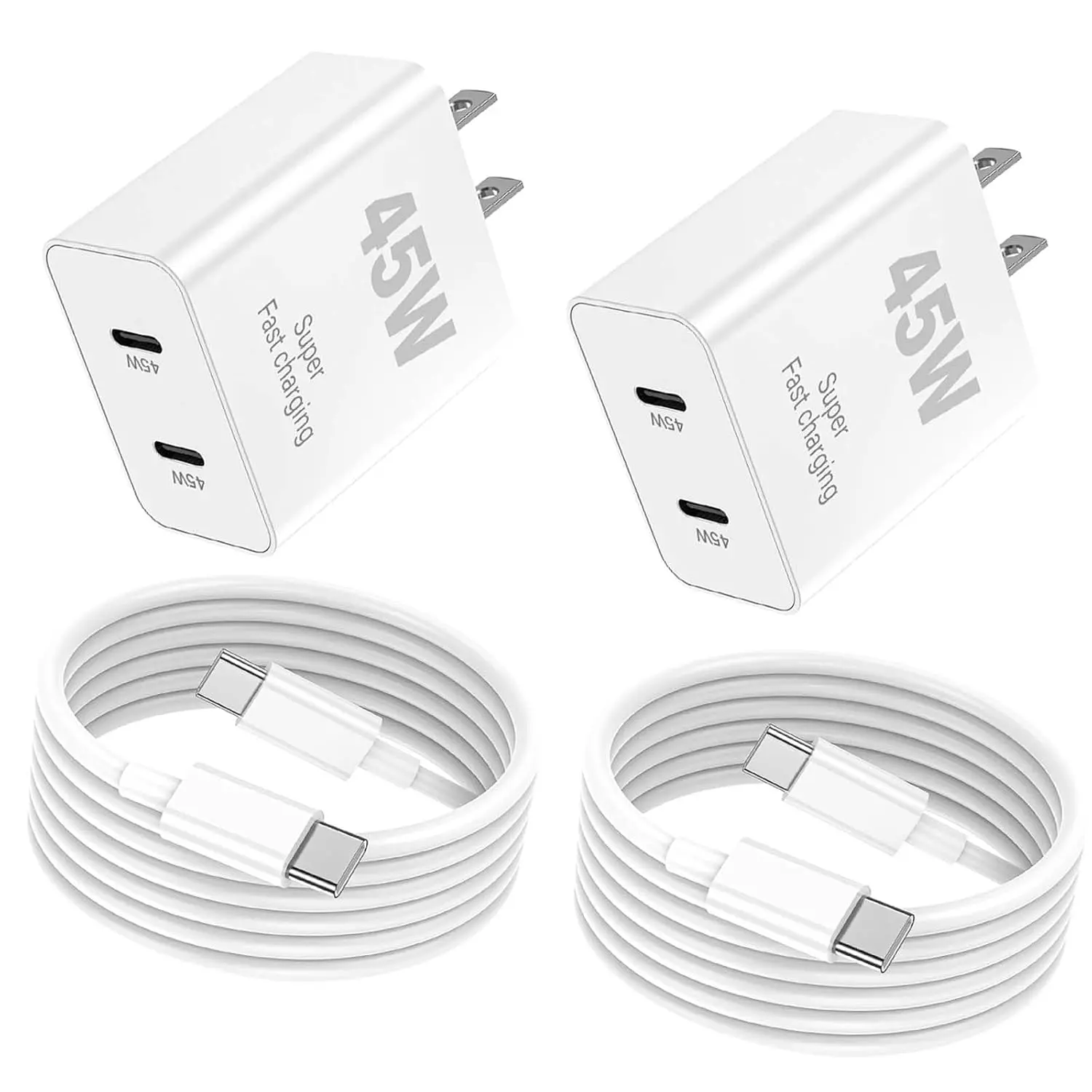45W  17 16 15 Charger  , 2-Pack  Port USB C Wall Charger Block with 2-Pack 6ft 60W Type C to USB C , PD  Charger for  17 Pro Max/17 Air/16/15, iPad Pro, Smartphone, Cellphone
