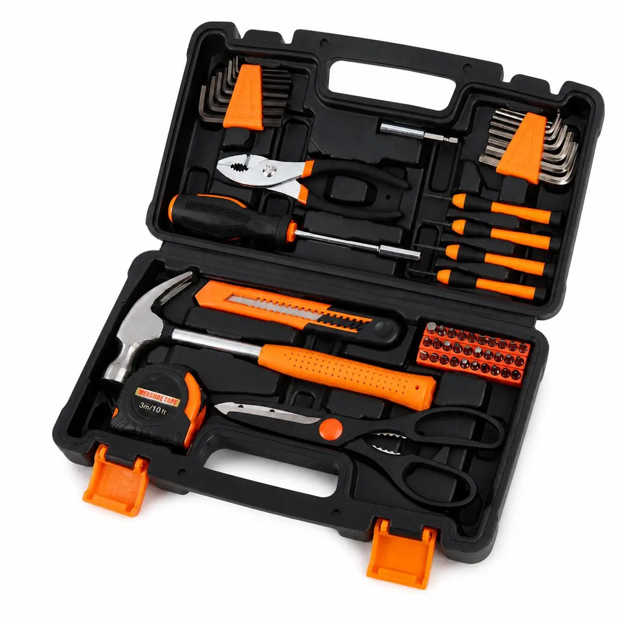 Professional 57-Piece Tool Set - Industrial Hand Tools Kit for Home, Automotive, Carpentry, Electrical Repairs - Durable Portable Toolbox Included