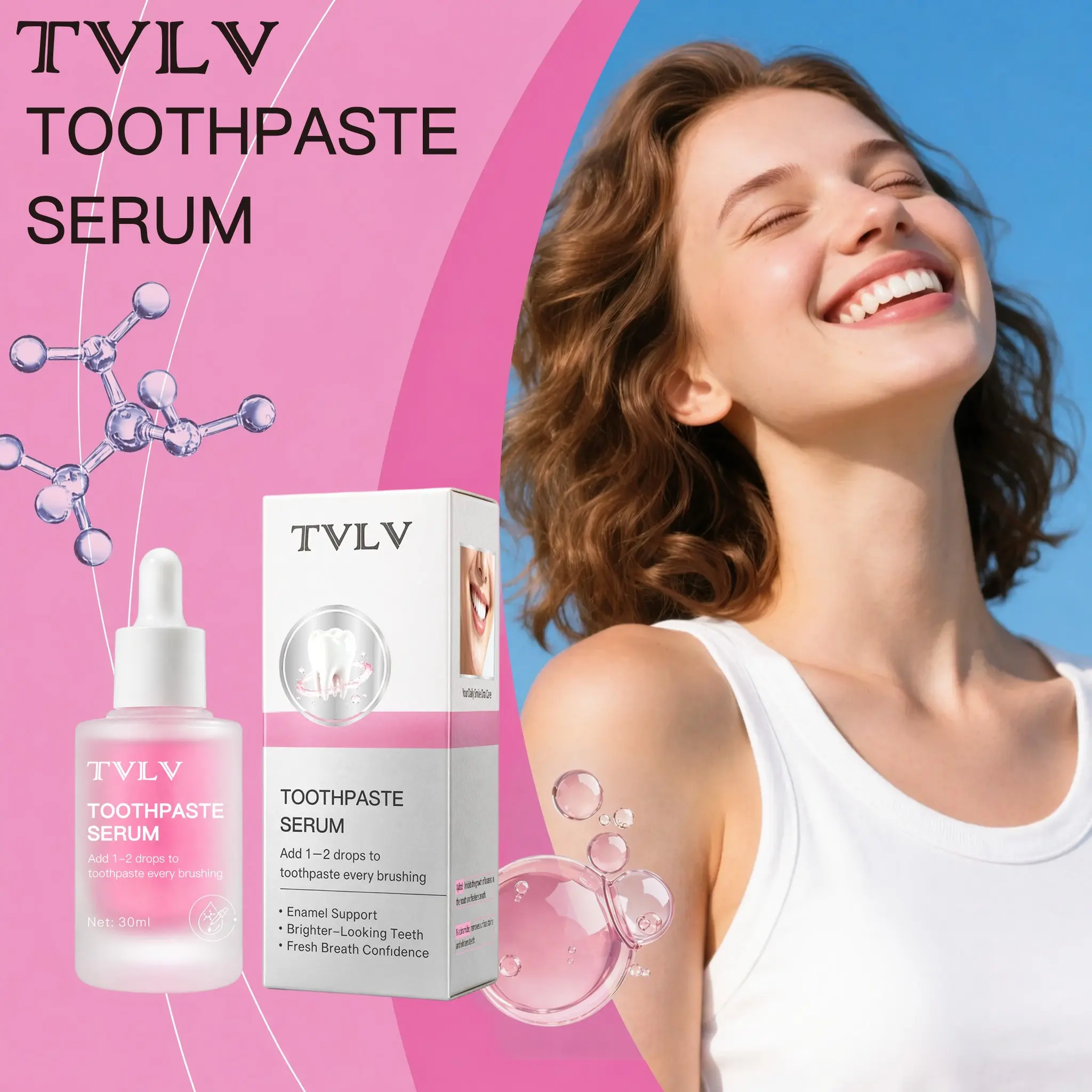 Tvlv Toothpaste Essence Liquid, 1pc, Brushing Drops for Brighter Teeth and Fresh Breath, Oral Care Supplement, Easy Application
