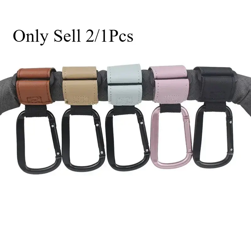 Baby Stroller Hooks Clips, PU Leather Rotatable Cart Organizer, Pram Hook, 360 Degree Rotation, Stroller Accessories, 1/2pcs