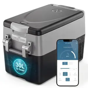 32QT Portable Car Refrigerator, Dual Zone Fridge Freezer with App Control – 12V DC & AC Powered Cooler for Camping, Road Trip, RV, Truck, Fishing Tailgate & Home