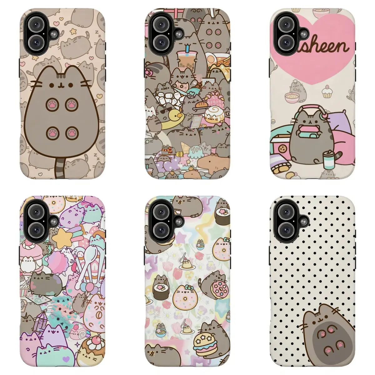 Adorable Pusheen Lazy Cat Trendy Cartoon Phone Case,Protective Cover For iPhone 11 12 13 14 15 16 17 pro max for Samsung S26 S25 S24 S23 S22 S21 phone Cases, fashion Gifts For Fans Men Women,phone cases  edge drop protection cover