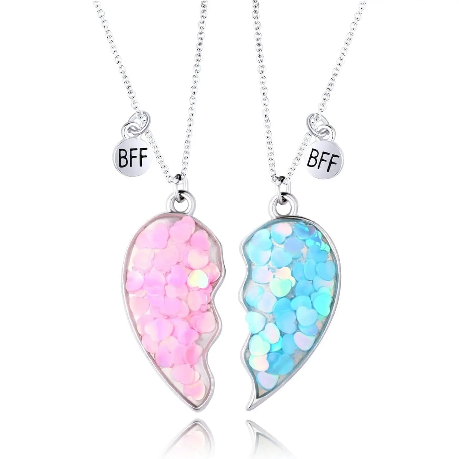 Necklace for 2 Girls  Matching Friendship Necklace Half Heart Pendant BFF Necklaces for Sister