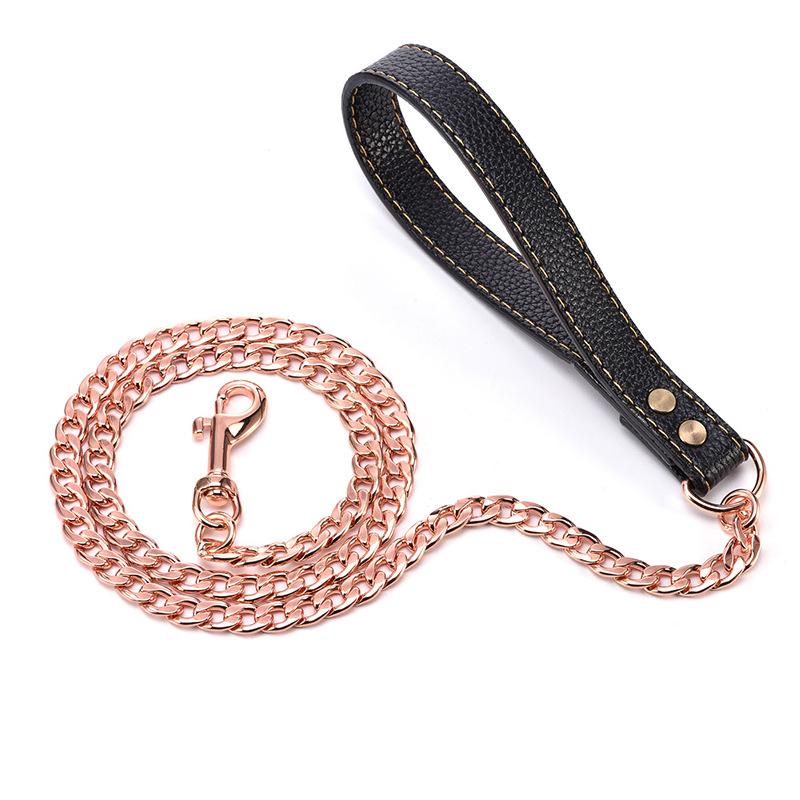 Gold Stainless Steel Dog Leash NK Training Chain for Small to Large Dogs Heavy Duty Hip Hop Bling Lead Secure & Durable