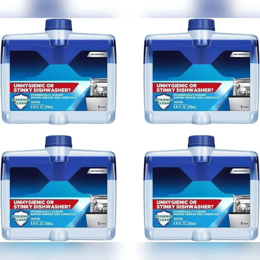 Finish Dishwasher Cleaner, Dual Action Grease and Limescale Remover, Fresh Scent, 8.45 oz, Pack of 4, Daily Kitchen Cleaning, for Home Cleaning and Everyday Household Use