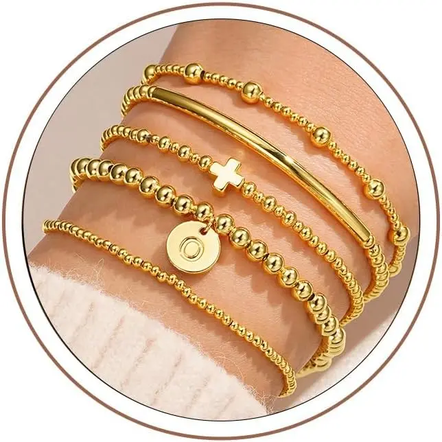 Bead Bracelets Sets for Women Teen Girls - Dainty Layered  Initial Beaded Bracelets Stack Letter A-Z Bracelet Gifts for Women Teen Girls