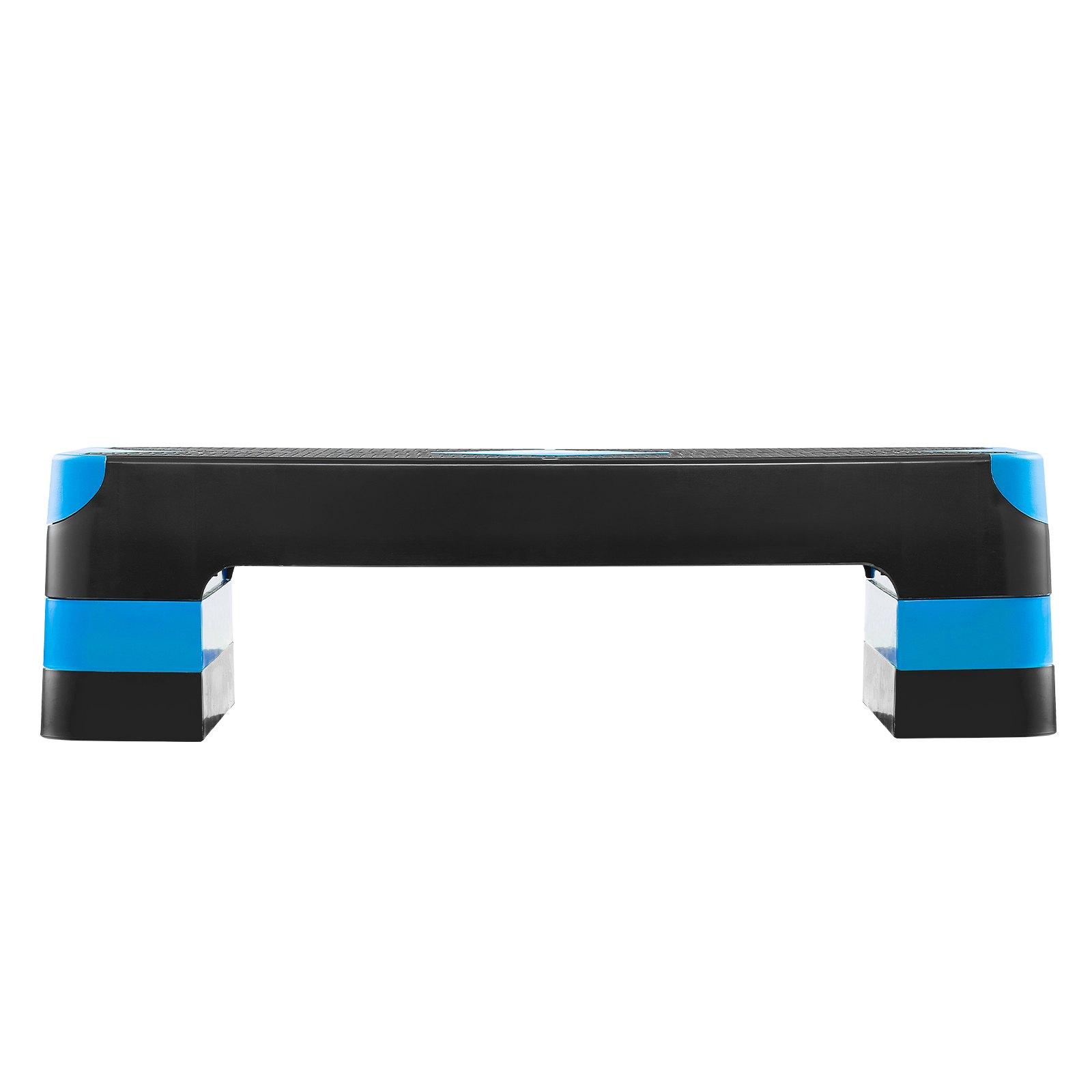 VEVOR Aerobic Exercise Step Platform, 28-Inch Workout Aerobic Stepper, Height Adjustable Fitness Training Step Deck Trainer with 4 Risers, Non-Slip Surface Bench for Home Gym Cardio Strength, Blue VEVOR Aerobic Exercise Step Platform, 28-Inch Workout Aerobic Stepper, Height Adjustable Fitness Training Step Deck Trainer with 4 Risers, Non-Slip Surface Bench for Home Gym Cardio Strength, Blue
