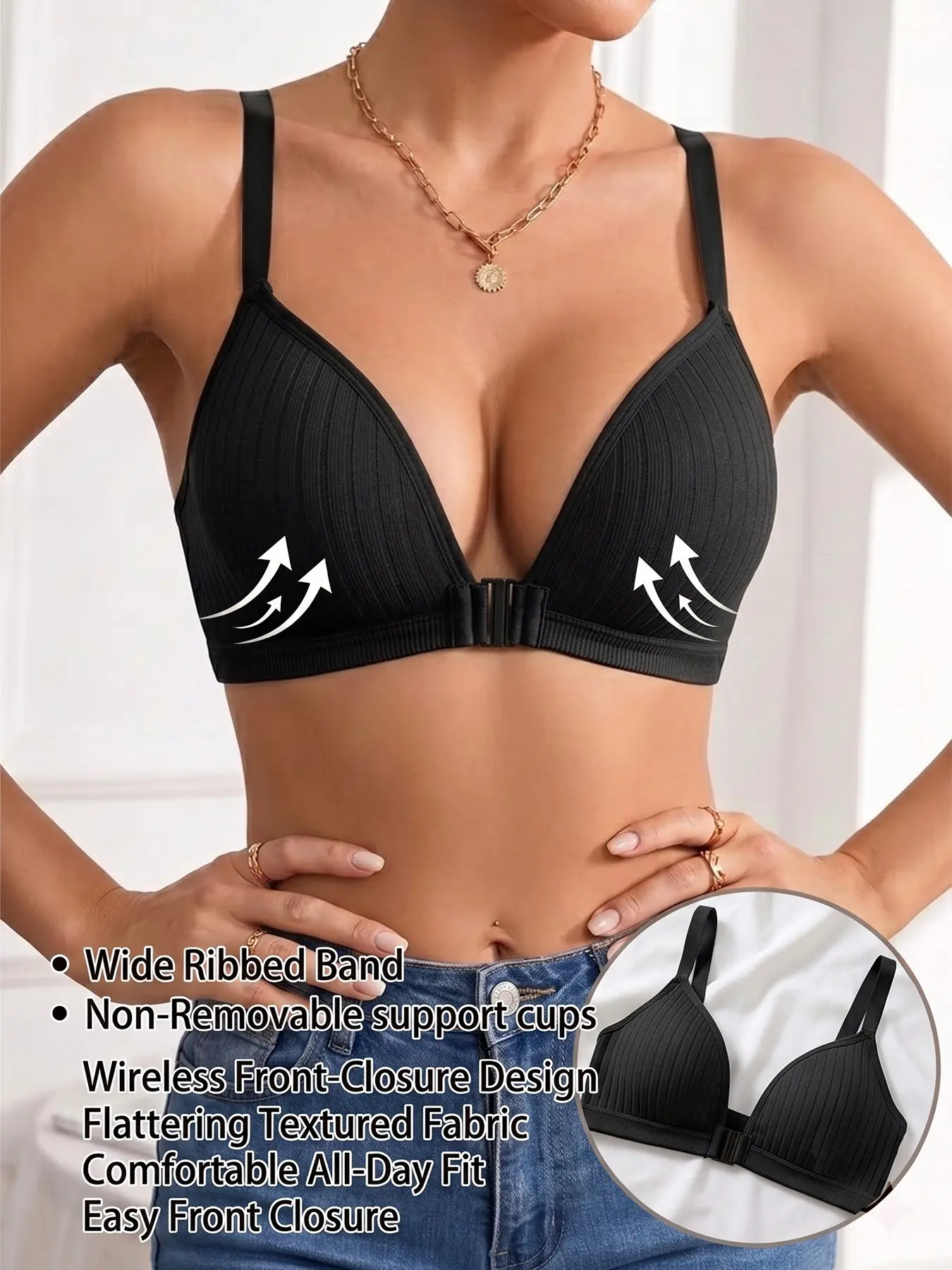 Comfortable Breathable Wireless Push-Up Lift Bra, Elegant Plain Lingerie, Slim-Fit U-Back Design, Ideal for Yoga, Office, Home Wear