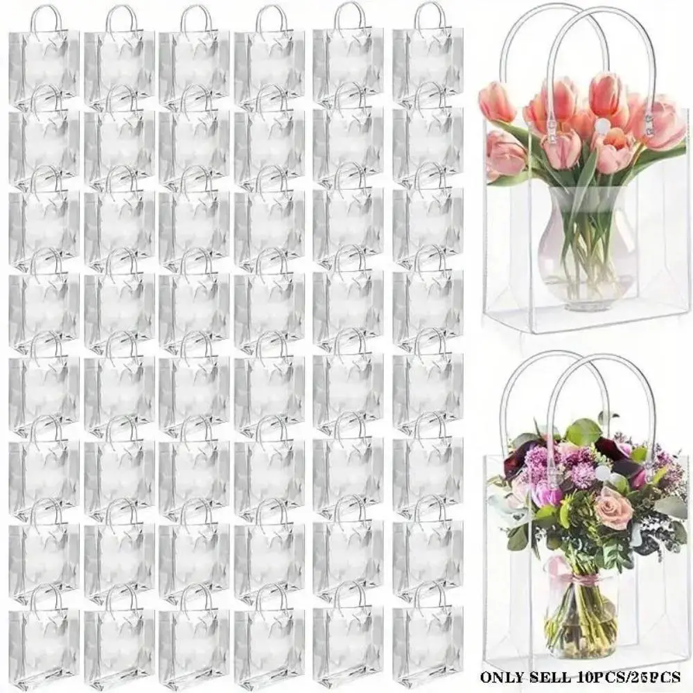 Clear Plastic Gift Bags, Transparent Favor Bags, Gift Bags with Handles, Wedding Favor Bags, Birthday Party Supplies, Party Packaging, Small Gift Bags, Reusable Clear Bags, Shower Favors, Holiday Gift Bags, Goodie Bags, Event Decor
