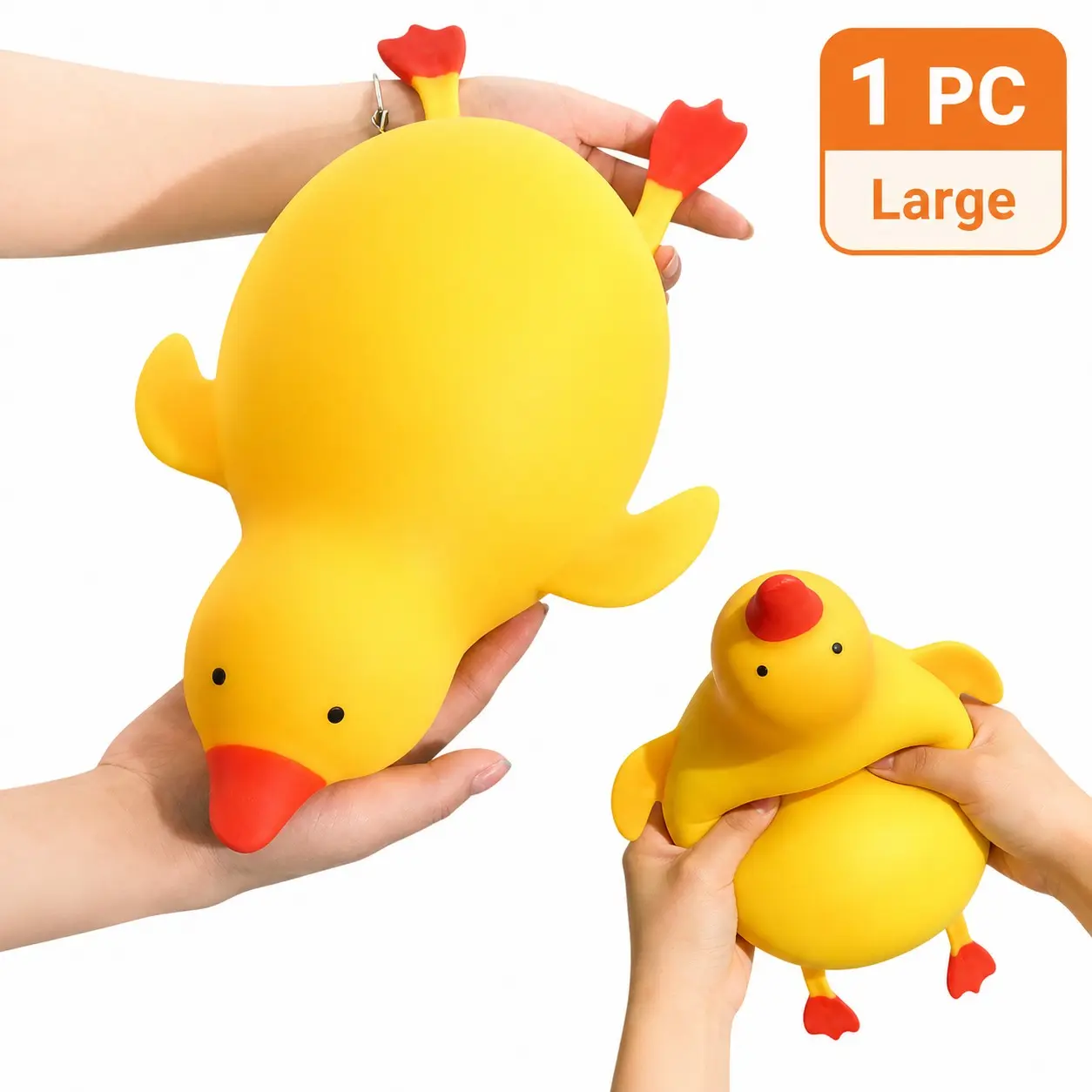 1 PC Jumbo Duck Squishy Toys, Stretchy Duck Squeeze Toys for Stress Relief, Kawaii Fidget Sensory Toy for Adults & Party Favors, Sensory Fidget Tool