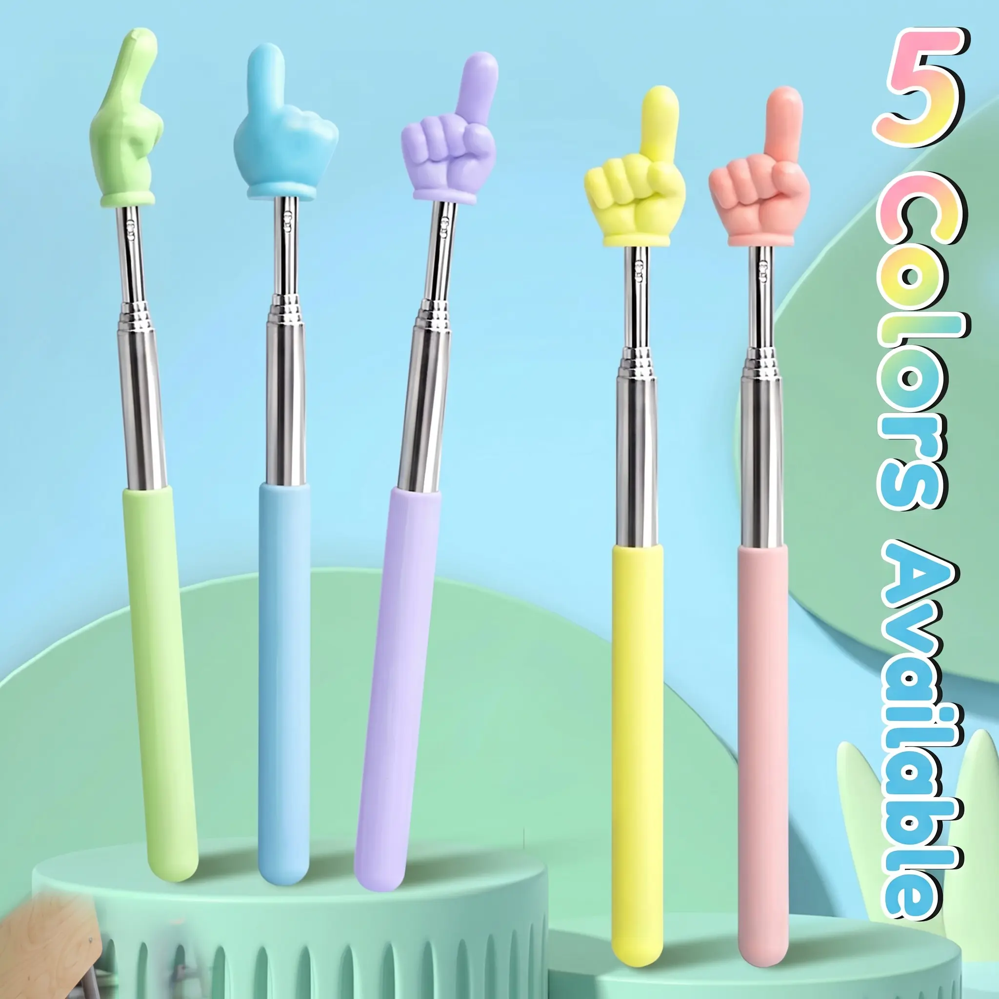 6PCS Finger Pointer Stick for Classroom – Extendable Teacher Pointer Stick and Pointer Finger Tool – Colorful Hand Pointer Stick for Presentations – Telescopic Pointer Stick for Kids and Adults – Classroom Essentials-YY2