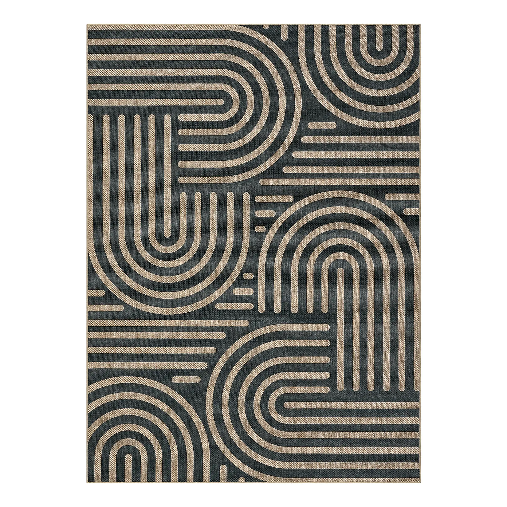 Abstract Easy Jute Area Rug 5x7 Washable Large Living Room Rug Indoor Outdoor Patio Rug, Modern Farmhouse Non Slip Stain Resistant Carpet for Backyard Dining Room Bedroom