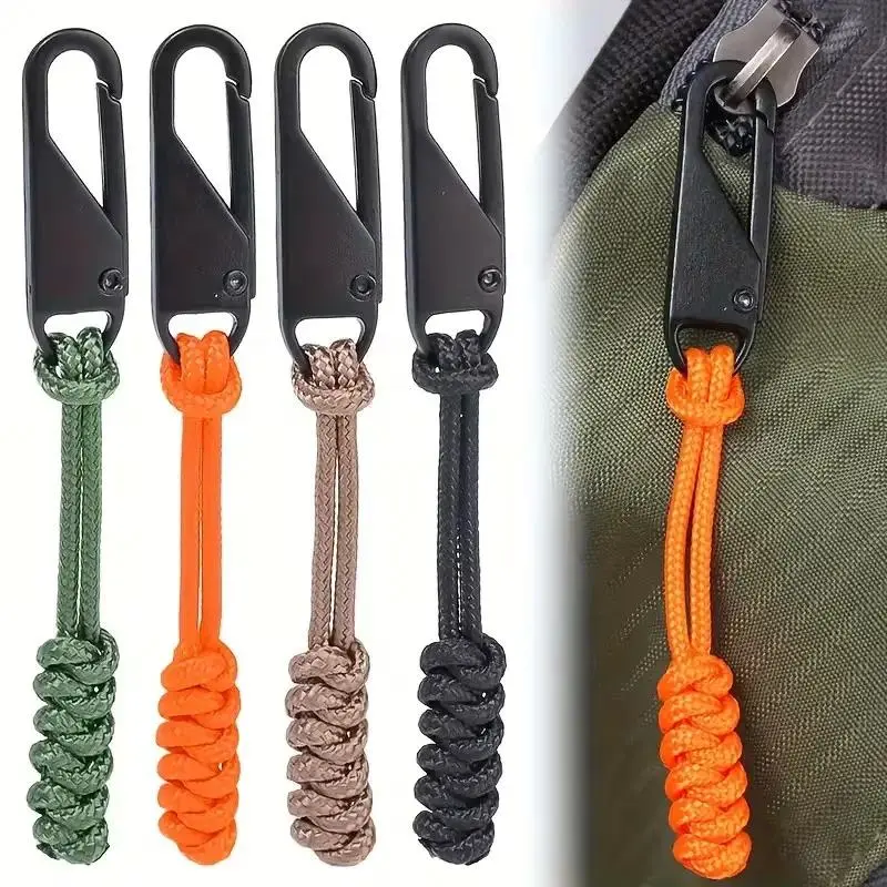 6Pcs Heavy-Duty Braided Replaceable Design Zipper Pulls with Metal Sliders, Camping & Backpack Replacement Zipper Tab Handles, Multi-Color Available