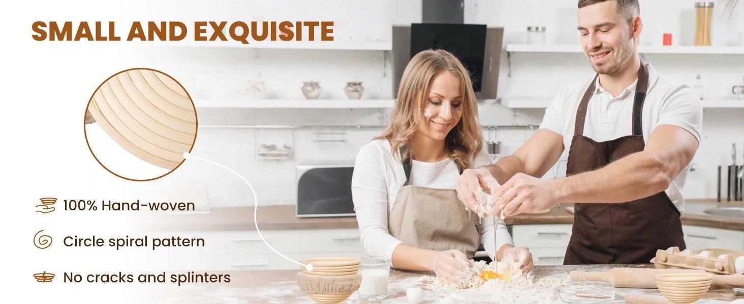 THE WELL KEPT 5 Inch Banneton Bread Proofing Basket Set of 6, Mini Sourdough Bread Baking Supplies, Small Banneton Basket Proofing Baskets for Sourdough Bread Baking