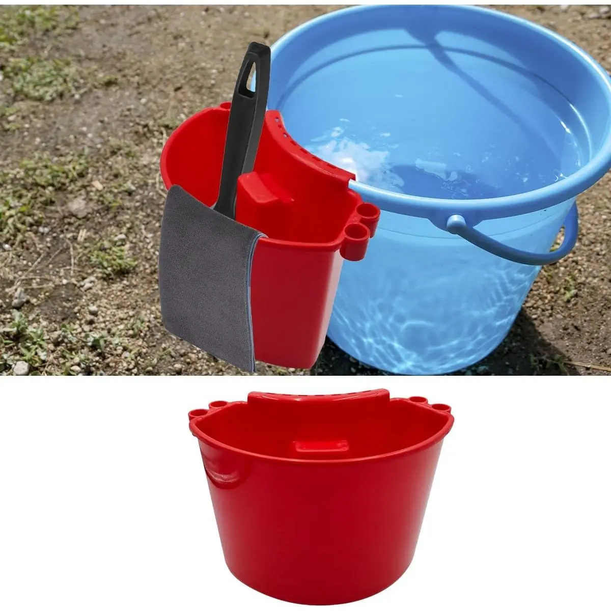 Detailing Bucket Organizer, Multipurpose Auto  Cleaning Tool Organizer,  Portable  Washing Bucket Accessories for , , Garden, Camping (Red)