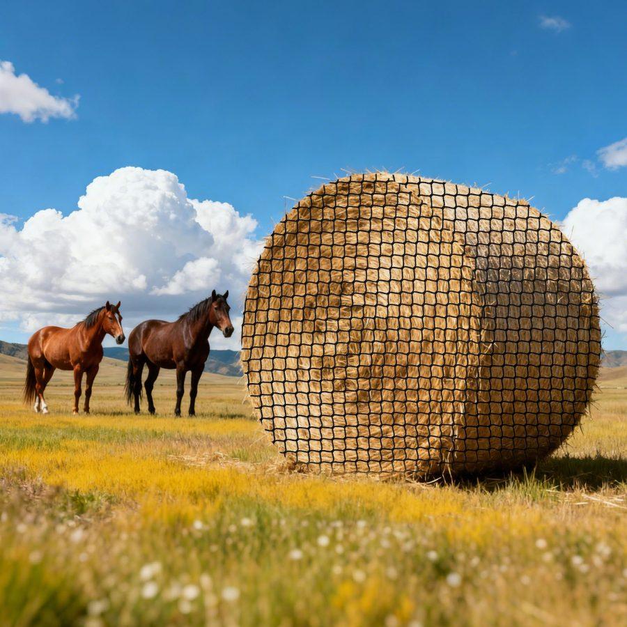 VEVOR Round Bale Hay Net, 5.91x 5.91x 5.91 ft, 1.65 inch Holes, PE Material, Knotless Design, with Zip Ties, Needle Shuttle, Repair Twine and Storage Bag, Slow Feeder Round Bale Net for Horses VEVOR Round Bale Hay Net, 5.91x 5.91x 5.91 ft, 1.65 inch Holes, PE Material, Knotless Design, with Zip Ties, Needle Shuttle, Repair Twine and Storage Bag, Slow Feeder Round Bale Net for Horses