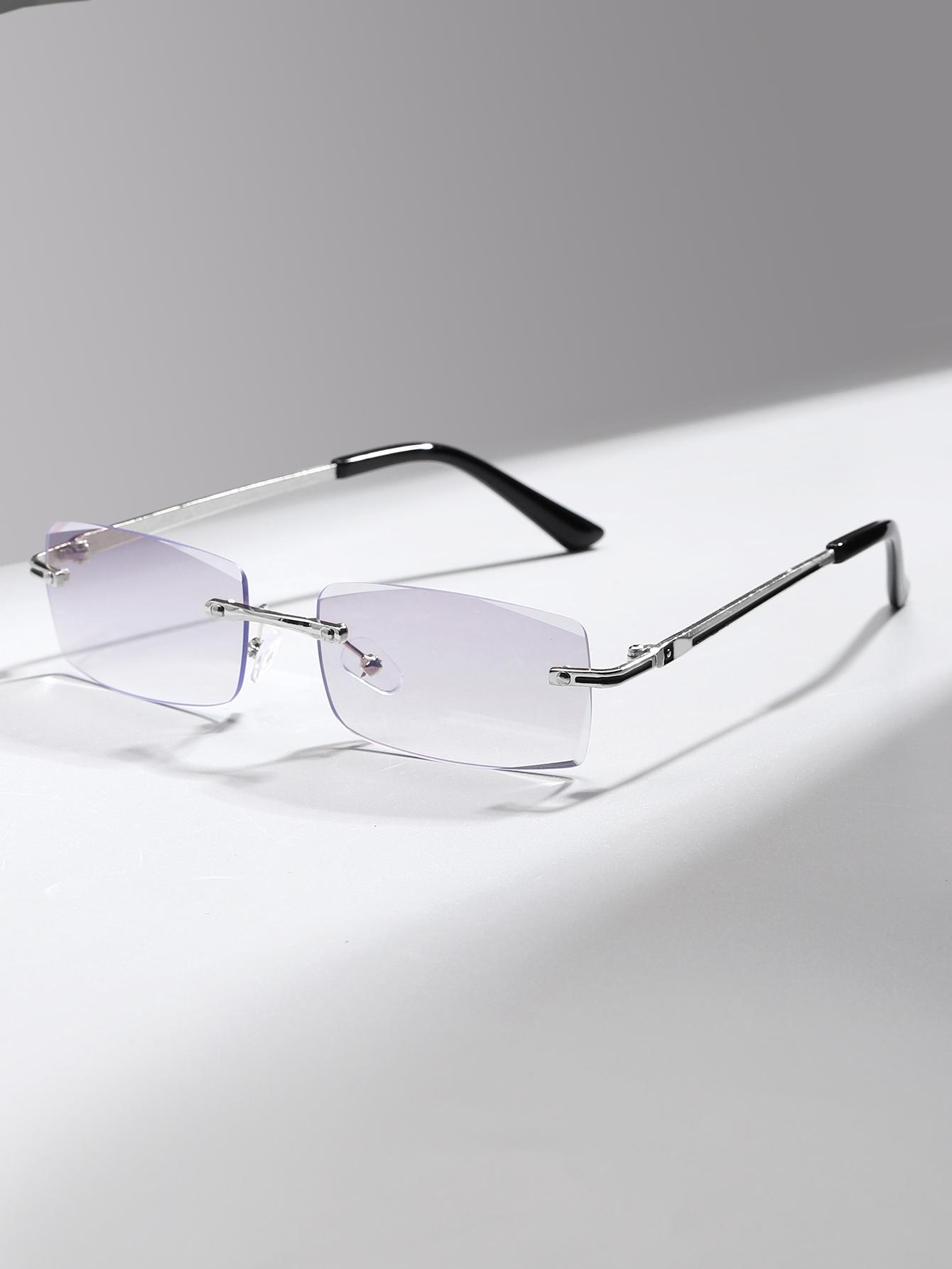 1-Pair Men’s Square Semi-Rimless Anti-Blue Light Glasses – Lightweight Simple Design, Ideal for Daily & Work Wear