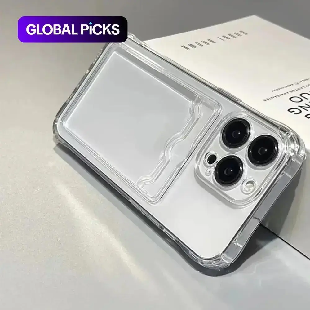 Transparent Slim Fit Card Holder Phone Case for iPhone 6 7 8 9 X XS XR 11 12 13 14 15 16 17 PRO MAX PLUS Air mini, Shockproof Lightweight Design, Clear Color Protective Cover, Accessories #TOP PICKS