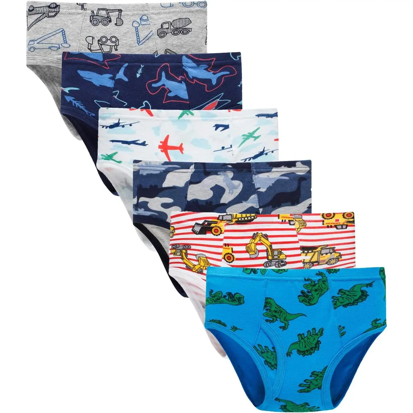 100% Cotton Toddler Underwear Soft Dinosaur Pattern Kids Briefs for 2-6 Years Old Boys Girls Comfortable Breathable Underpants