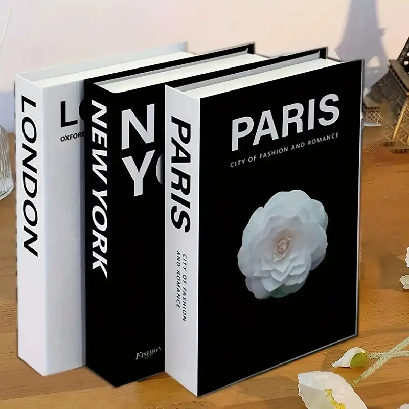 3pcs Luxury Decorative Books, London, New York & Paris Classic Faux Books, Bookshelf & Living Room Styling Decor, Living Room Ornaments