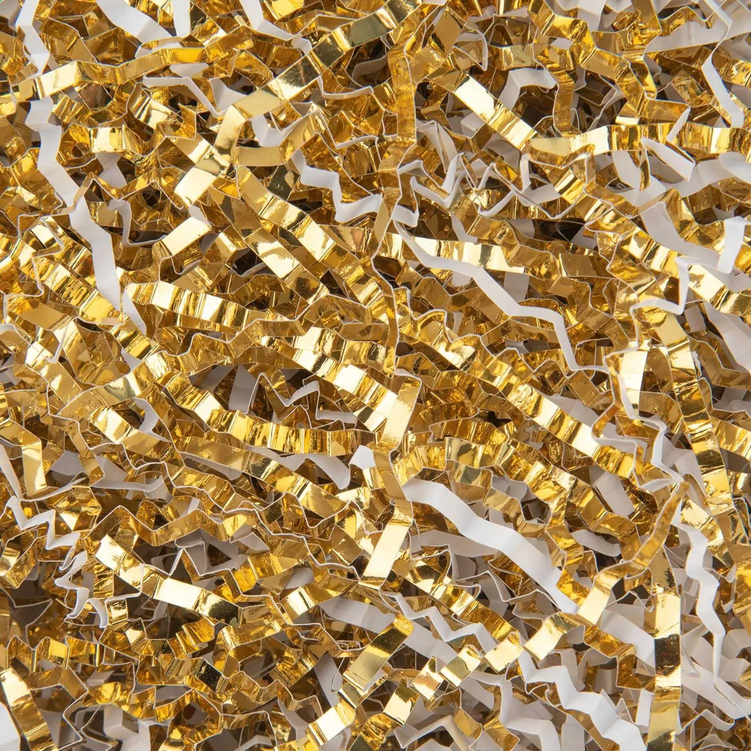 4.5oz Crinkle Cut Paper Shredded Filler Paper for Gift Baskets Gift Box Confetti Paper Shreds Decoration Stuffing for Birthday, Weddings, Anniversaries, Christmas Wrapping White&Gold