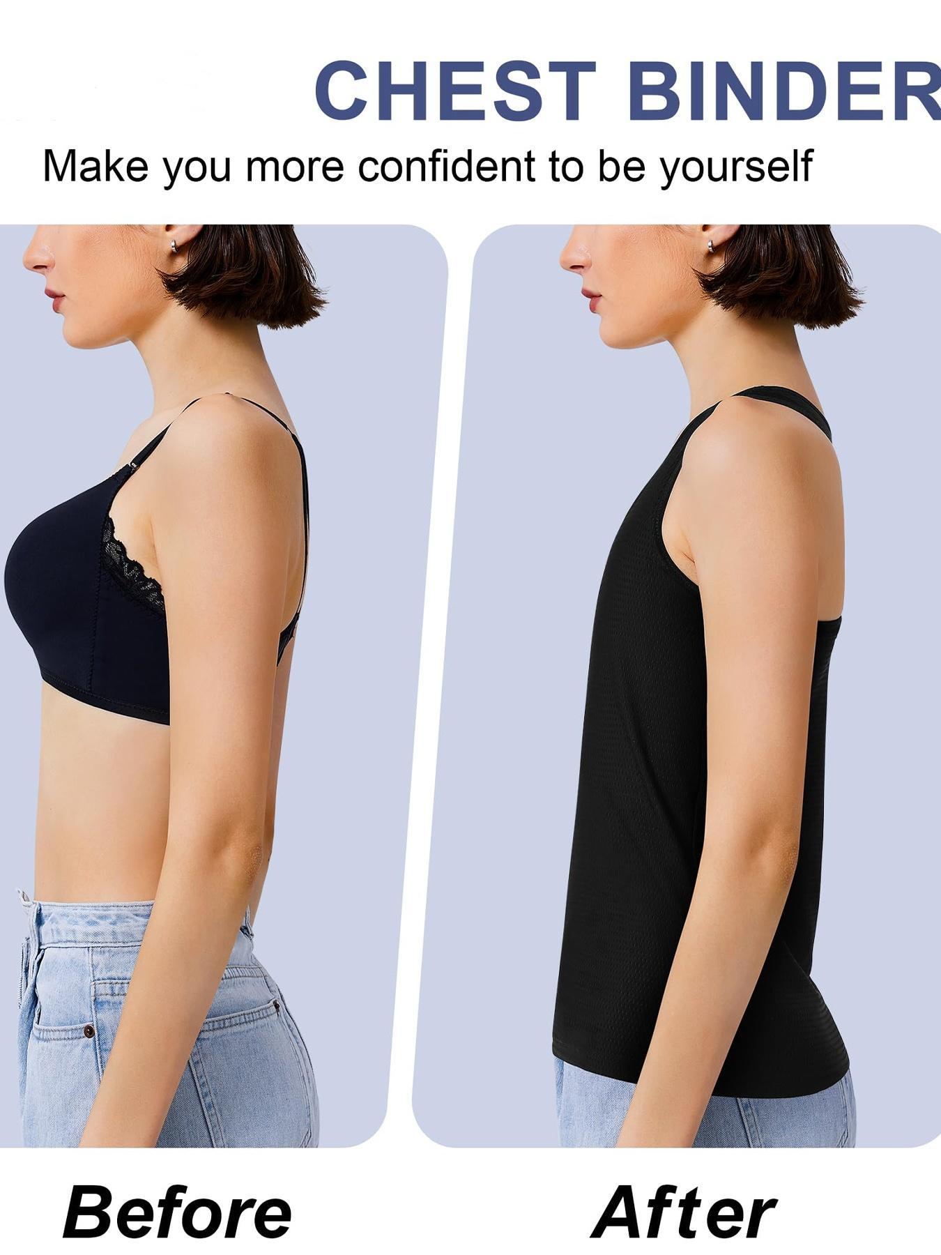 Women's Solid Color Round Neck Chest Binder Shapewear Tank Top, Casual Comfortable Compression Racer Back Sleeveless Breast Binder Pullover Shaper Vest for Daily Wear, Ladies Clothes for All Seasons