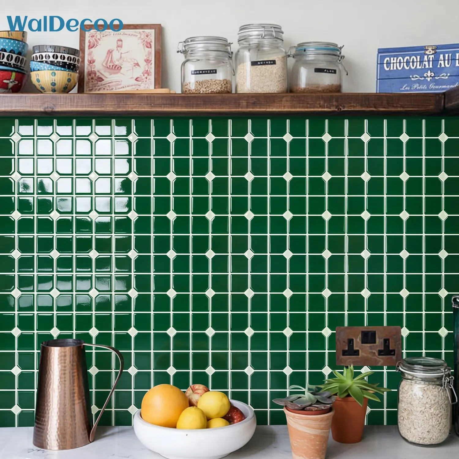 5/10 Pieces Vintage 3D Ceramic Tile Stickers, DIY Kitchen Oil-Resistant Waterproof Wallpaper, Decorative Resin Wall Decals, Moisture-proof Bathroom Self-adhesive wall Sticker For Kitchen Bedroom Home Apartment Renovation Interior Stickers