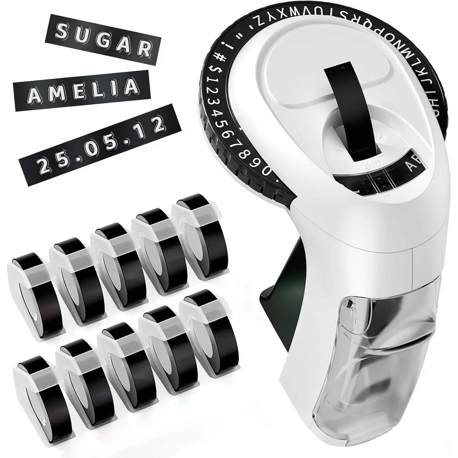 Embossing Label Maker, Scrapbook Supplies Junk Journal Kits,  Embossed Manual Labeler Machine with 10 Rolls  Tapes, Retro Old School Embosser for DIY Crafts & Scrapbooking, Omega S