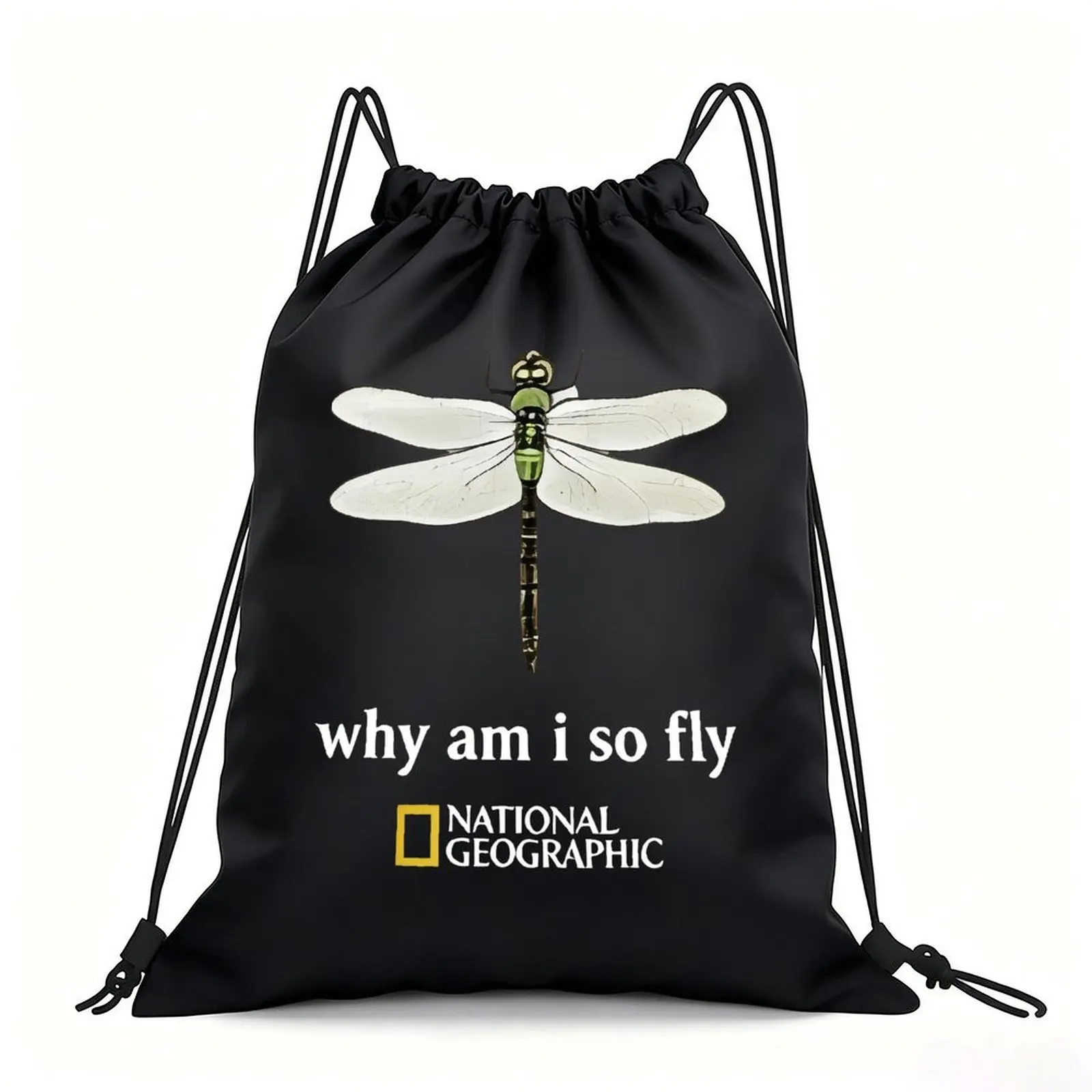 Portable Drawstring Sack Bag with Custom Graphic Print, Waterproof Polyester String Backpack for Gym Workout Swimming Hiking