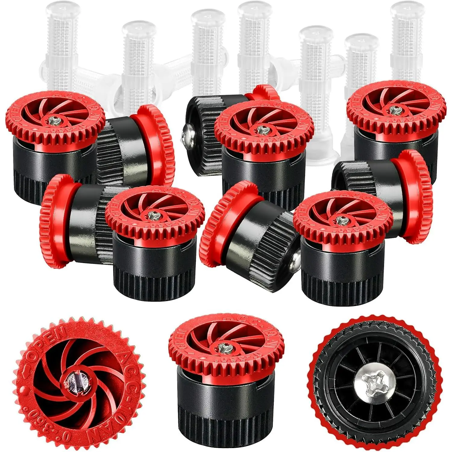 10-Count Variable Arc Spray Head, POM Plastic Outdoor Pop-Up Sprinkler Heads with Adjustable Angle & Even Watering for Garden Lawn Irrigation (10AN)
