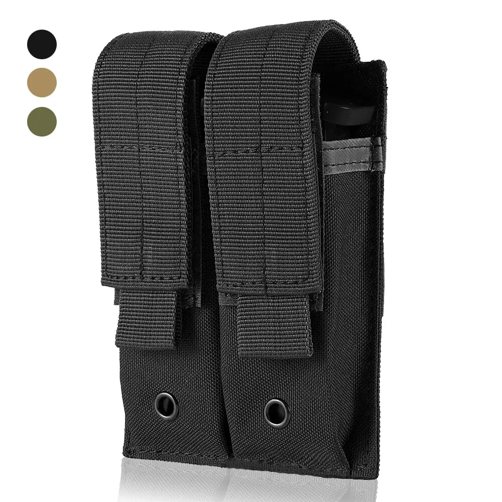 Tactical Double Pistol Mag Pouch Outdoor Molle Open-Top Magazine Pouch for Glock M1911 92F
