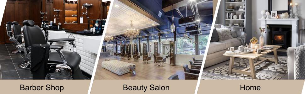 OmySalon Salon Storage Cabinet with Lock, Beauty Barber Salon Styling Station Organizer Equipment,Hair Stylist Station with 5 Hair Dryer Holders,Two Drawers,One Cabinet