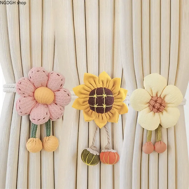 Floral Fabric Curtain Tie-Back, Decorative Window Decor in Pink, Yellow, and Peach - Stylish Home Accessory for Bedroom or Living Room, Room Decor, Girl Room Decor