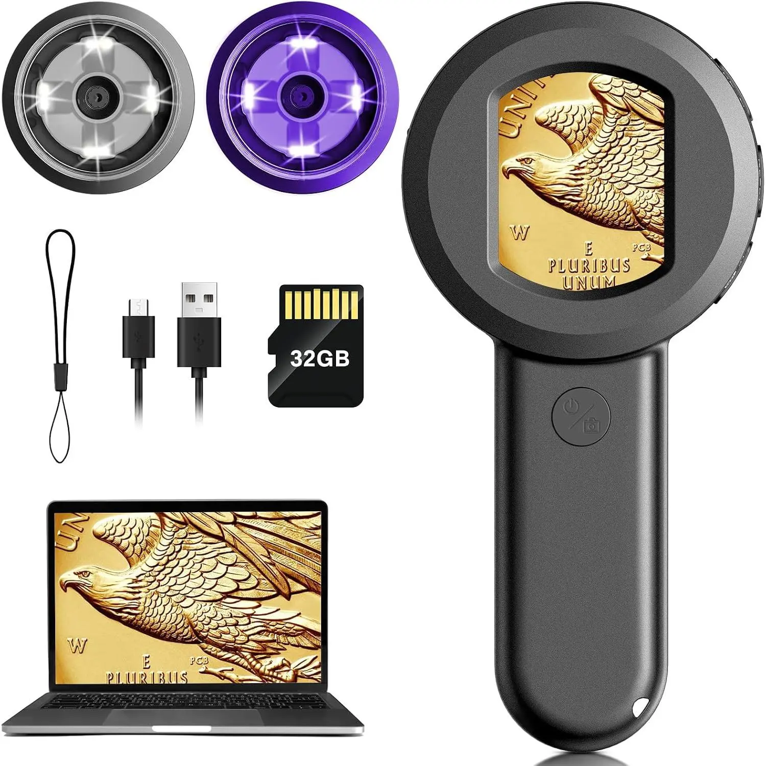 Pocket Digital Microscope Magnifying Glass with Light for  and Adults | 100X Handheld Pocket Size Jewelers Loupe with 2" Screen, Portable USB  Magnifier for Collector  Trichome