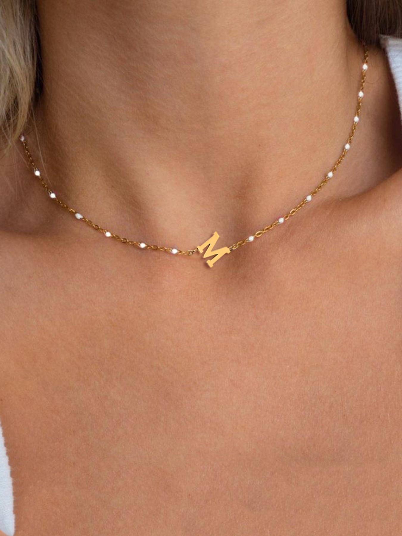 Women's Elegant Letter Charm Design Adjustable Lobster Closure Pendant Necklace, 2024 New Style Fashion Jewelry for Party, Trendy All-match & Exquisite Jewelry As Anniversary Gift, Non Tarnish Jewelry, Initial Letter Necklace