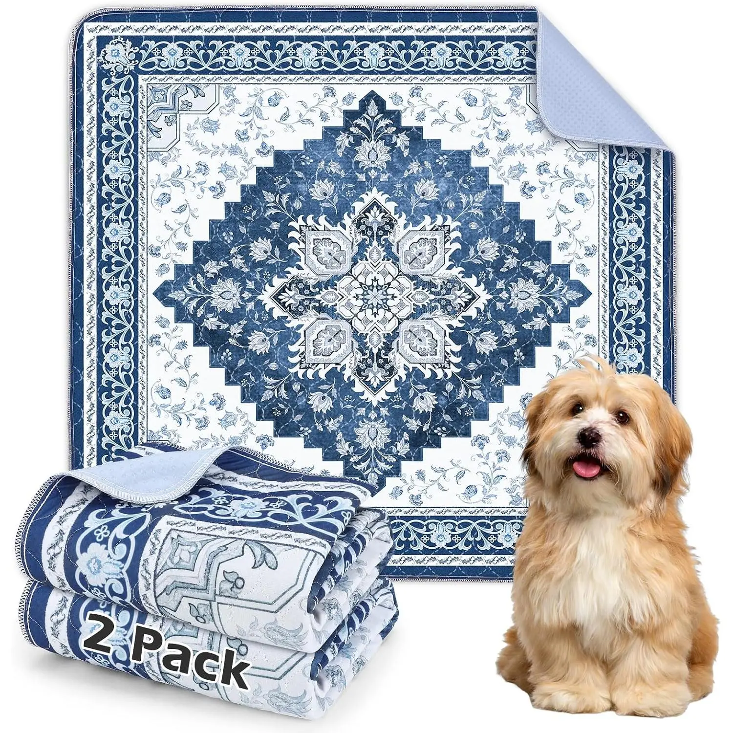 2PACK Washable Pee Pads for Dogs,   Pads Upgrade Non-Slip  Pee Pads Heavy Absorbency Puppy Pee Pads Quick Dry Whelping Pads/ Puppy  Pad