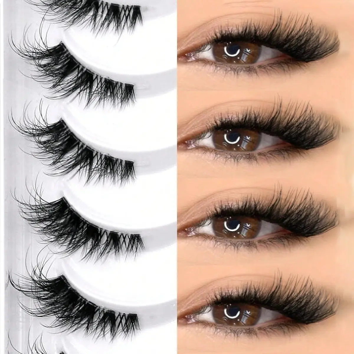 8 Pairs Semi-False Eyelashes, Voluminous Dense Cat Eye Look, Half Lash Design, Perfect for Dramatic Eye Makeup, Reusable False Eyelashes, Fluffy False Eyelashes