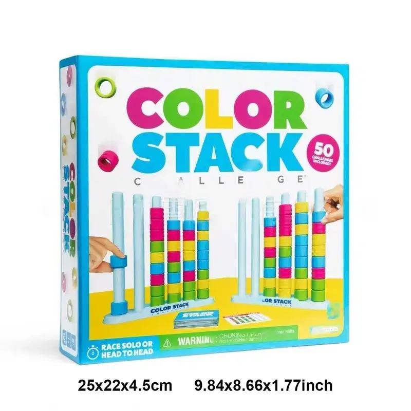 Color Stack Challenge, Color Matching Challenge Game, Fast Pattern Match Ring Stacking Puzzle Stack Games Block, 2-4 Players, Family Fun Game, Family Board Game for Kids & Adults, Birthday Christmas Party Gifts for Boy & Girl, Tower Stack Game