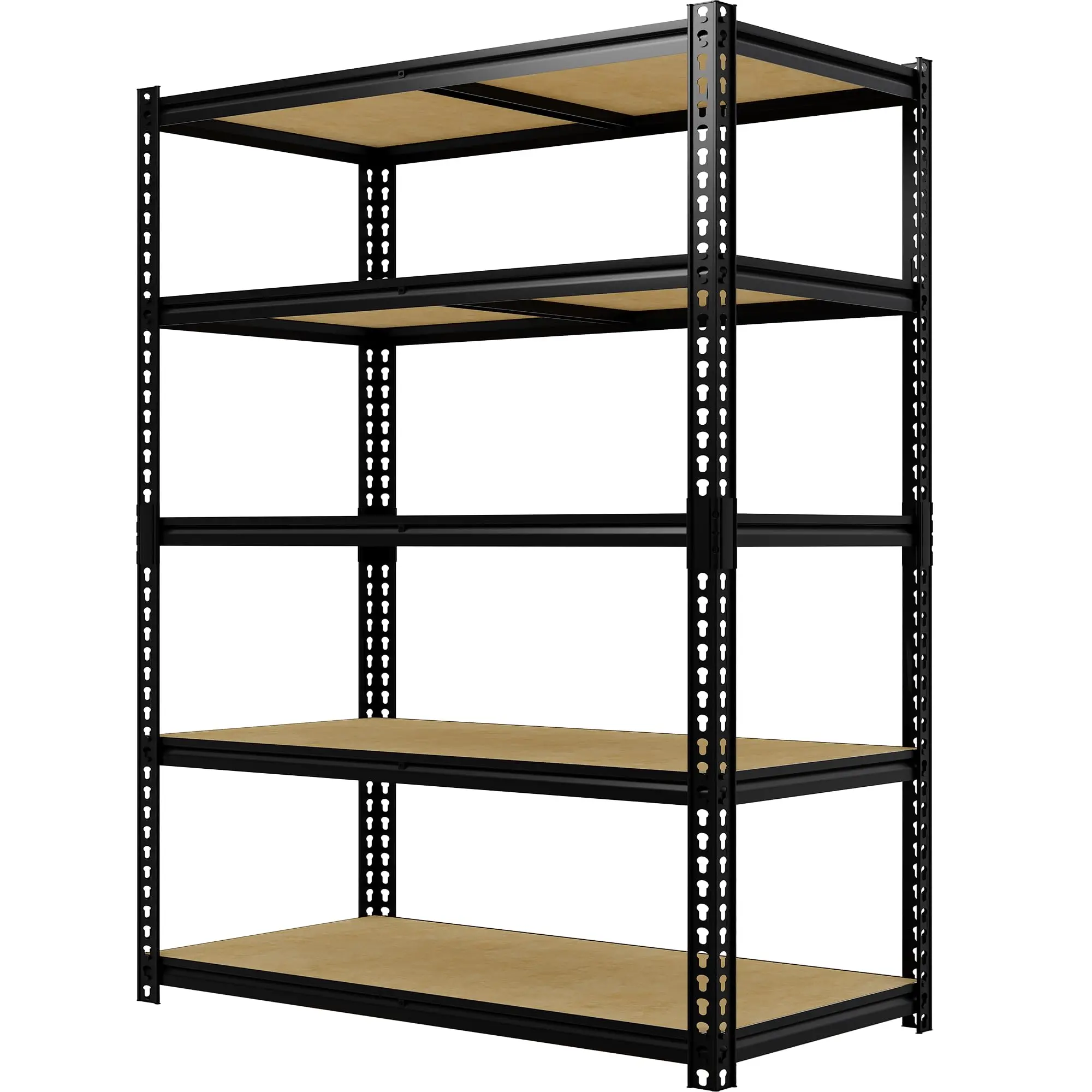 Garvee Heavy Duty 5-Tier Metal Retail Display Rack, Adjustable Shelving Unit with MDF Boards, 2000 LBS Total Load Capacity, Size 48"W x 24"D x 72"H, Black Storage Organizer for Garage, Warehouse, Retail Store Fixtures, Pantry & Laundry Room