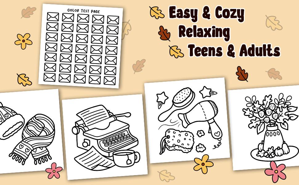 Cozy Girl Coloring Book: Bold and Easy Hygge Inspired Designs for Adults and Teens. Simple, Cute Illustrations with Thick Lines (Cozy Girl Series)