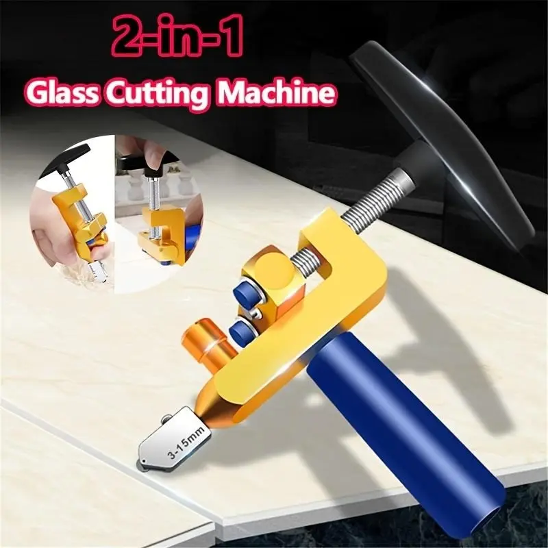 Manual Glass and Ceramic Cutter 2-In-1 Cutting Tool, High Precision Diamond Blade, Ergonomic Handle, Safety Lock, Ideal for DIY Projects