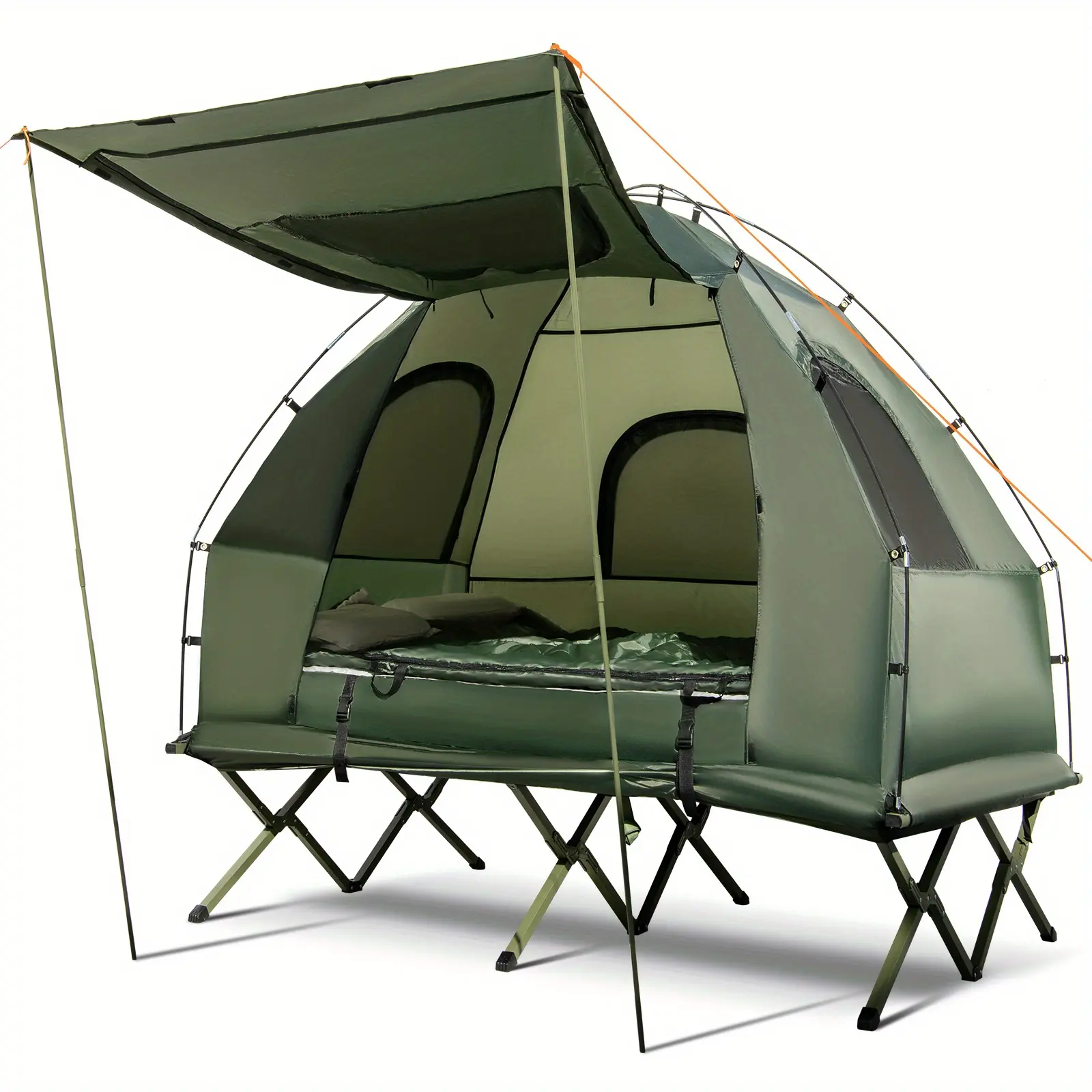 2-Person Compact Portable Pop-Up Tent/Camping Cot W/ Air Mattress & Sleeping Bag