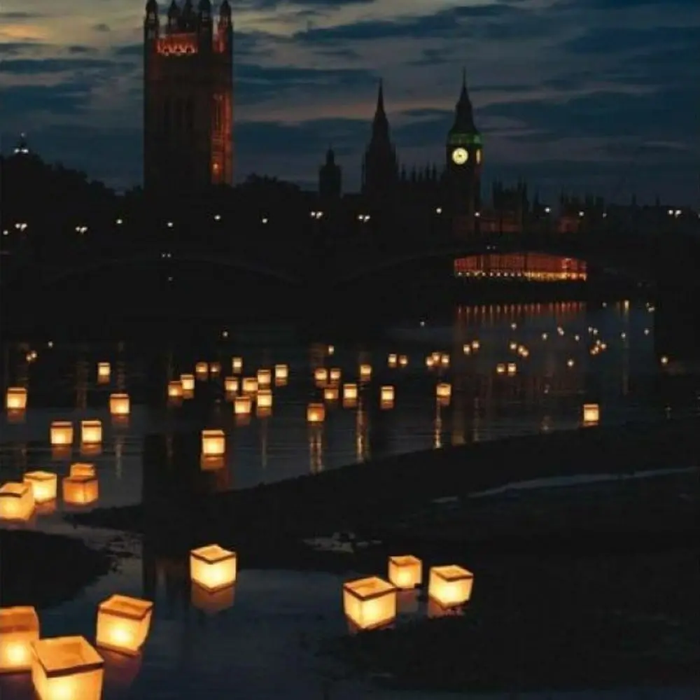 20 Pack 5.9"*5.9"*5.9" Square Chinese Paper Floating Lanterns Wishing Praying Candle Lanterns for Lake or River