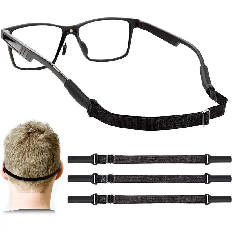 Unisex Multi-Size Adjustable No-Tail Glasses Straps - 3-Pack Eyewear Retainer, Fits Eyeglasses & Sunglasses