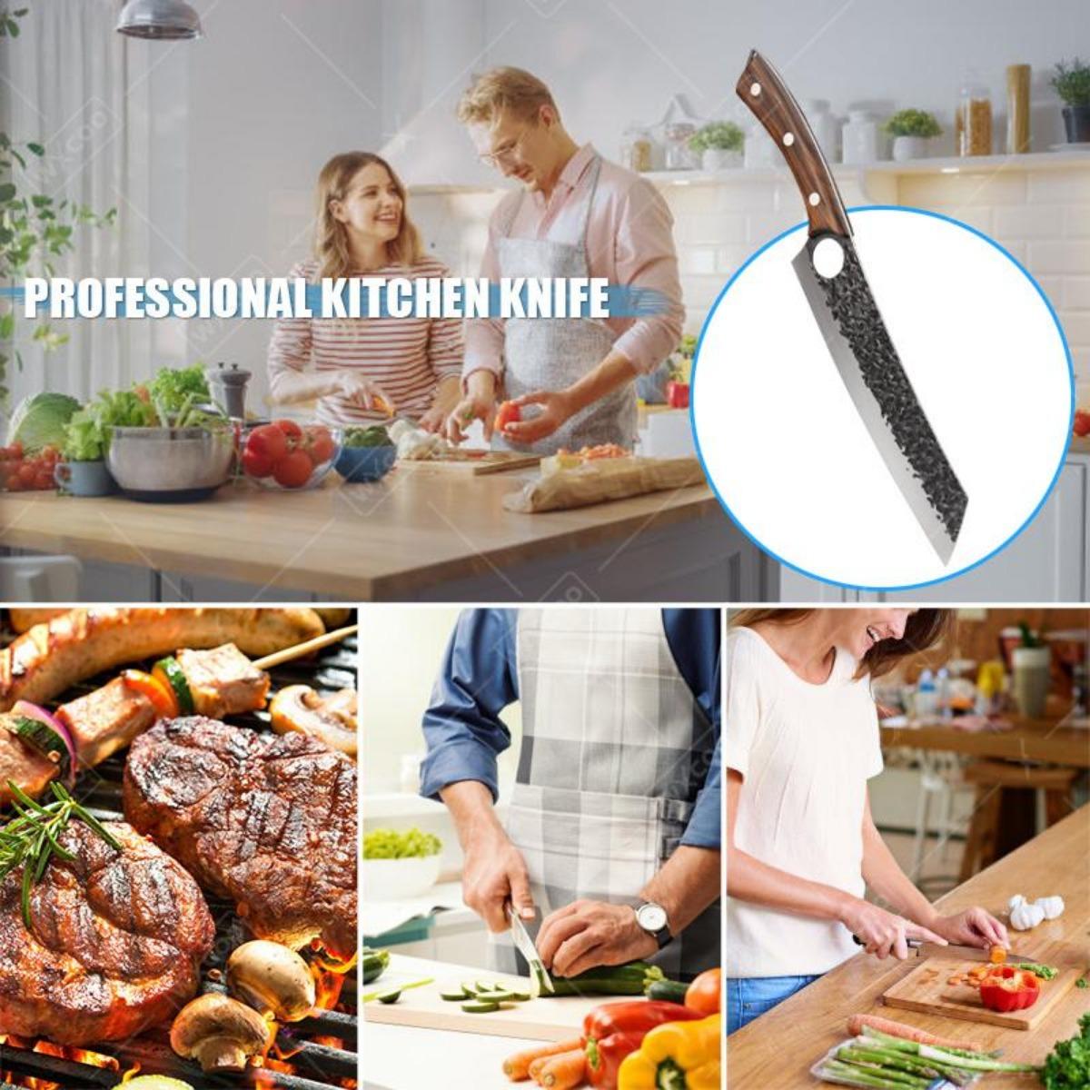 1 PC Multipurpose Knife Household Cooking Tool Handmade Forged Knife Kitchen Vegetable Cutter Professional Utility Butcher Cutting Paring Meat Cleaver