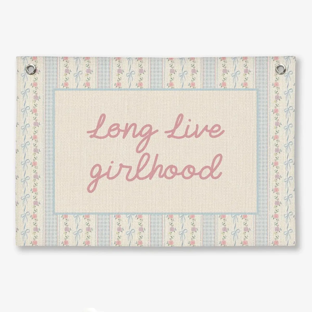 Playroom Wall Decor, Girls Toddler Nursery Linen Banner, Girlhood Playroom Wall Decor for Nursery Girl, Vintage Kids Bedroom Dorm Toddler Decorations Room Banner 20x30 Inch