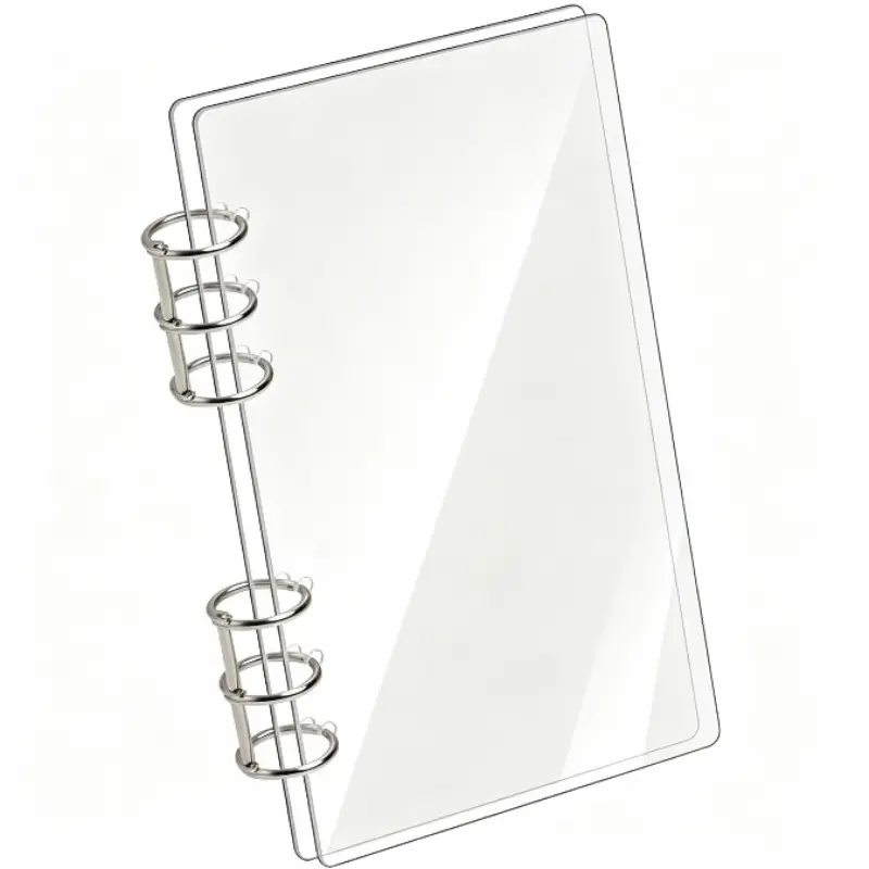 A6 Binder 6-Ring Clear Acrylic Binder Notebook Cover A6 Planner Budget Binder Loose Leaf Folders Refillable with Silver Metal Round Ring for Student Refillable Travel Office Supplies