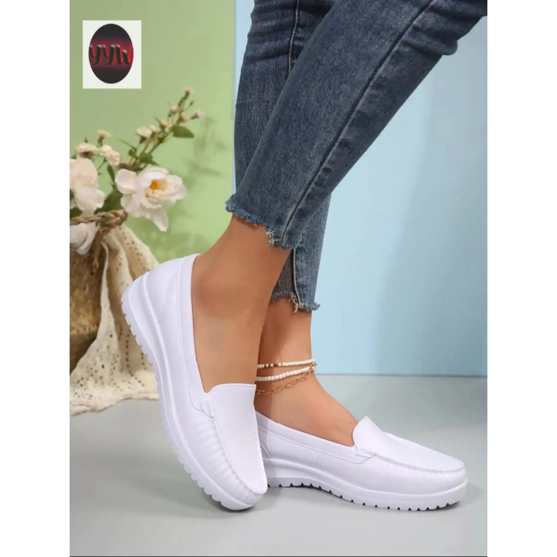 YYW1 Women's Fashion Flat Shoes, Casual Shoes, Round Toe, Low Heel,-On, No Tie Shoes, Low Top, Casual Wear, Comfortable Daily Footwear Ladies